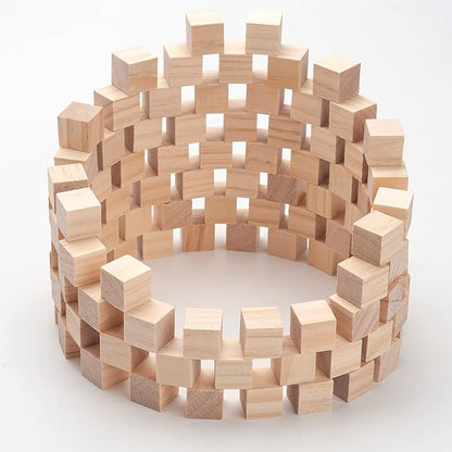 Wooden Blocks for Crafts 3/4 inch, 100PCS Small Unfinished Solid Wood Cubes Blank Natural Wood Square Blocks for Crafting, Baby Shower Decor, DIY Projects, Puzzle Making, Alphabets, Stamps
