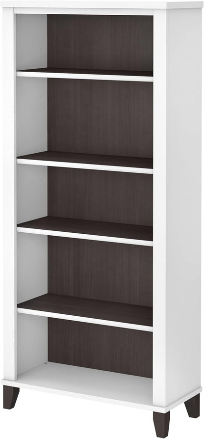 Bush Furniture Somerset 5 Shelf Bookcase in Storm Gray, Tall Bookshelf, Large Book Shelf for Living Room, Home Office, or Entryway