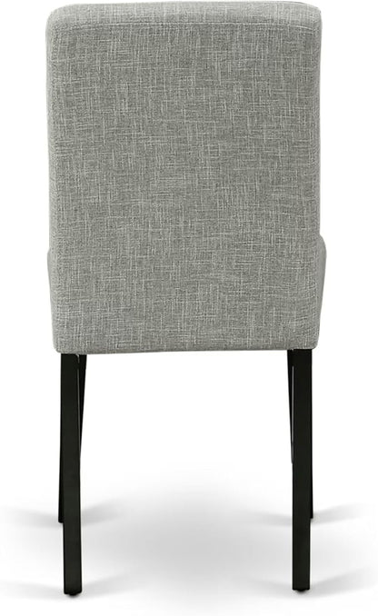 East West Furniture V696AB106-6 6 Piece Modern Dining Table Set Contains a Rectangle Wooden Table with V-Legs and 4 Shitake Linen Fabric Parson Chairs with a Bench, 36x60 Inch, Multi-Color