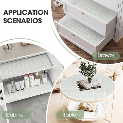Beautysaid Shelf and Drawer Liner for Kitchen Cabinet, Non Adhesive Non Slip Shelf Paper Waterproof Washable Thickened for Dresser Pantry Shelve Bathroom Protector Liner(Light Green,18 in x 10 FT)