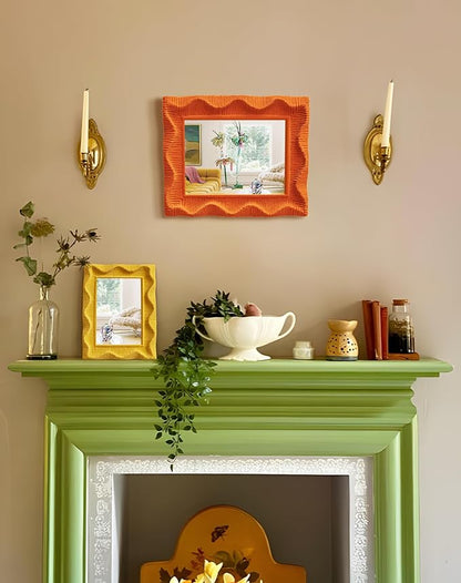 Funky Decorative Mirror for Desk and Art Gallery, 7.5x5.7 Small Wall Decor Mirror for Apartment Dorm Dresser Bedroom Nursery, Teen Girl Birthday Graduation Gift (Orange)