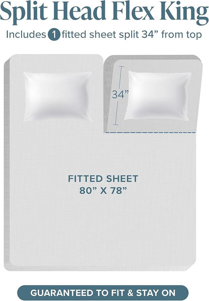Bare Home Split Head Flex King Sheet Set - 1800 Ultra-Soft Microfiber Bed Sheets - Double Brushed - Deep Pockets - Easy Fit - 4 Piece Set - FlexTop King Bedding (Split Head Flex King, Aqua)