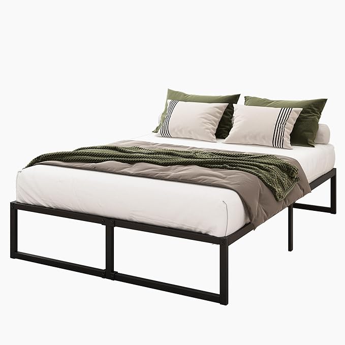 12 Inch Full Size Bed Frame No Box Spring Needed, Heavy Duty Metal Platform Beds with Sturdy Steal Slats for Mattress Foundation, Easy Assembly, Noise Free, Black