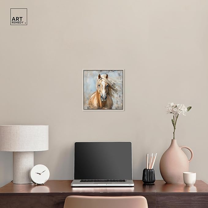 Art Remedy Rustic Rider Canvas Horse Wall Art, Silver Frame, 12" x 12"