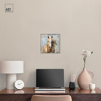 Art Remedy Rustic Rider Canvas Horse Wall Art, Silver Frame, 12" x 12"