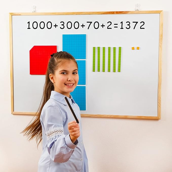 Simply magic 131 PCS Jumbo Magnetic Base Ten Blocks for Math, Place Value Blocks, Magnetic Base 10 Blocks Set for Teachers, Math Blocks for Counting, Counting Blocks, Magnetic Math Manipulatives K-3
