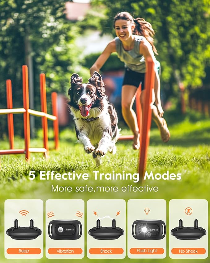SLOPEHILL Dog Shock Collar,4200FT Dog Training Collar with Remote,IPX8 Waterproof E-Collar with Beep,Vibration,Shock,Flash Light,No Shock Mode,Electric Shock Collar for Small Medium Large Dogs,Black