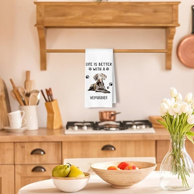 Weimaraner Dog Kitchen Towels, Weimaraner Lover Gifts Dish Tea Towels for Kitchen Decor, Dog Mom Dad Gifts Decorative Hand Towel for Bathroom, 16x24 Inches