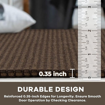 KOZYFLY Runners for Hallways 2.6x8 ft Washable Kitchen Runner Non Slip Rubber Backed Hall Runners Cotton Entryway Runner Rugs Floor Carpet for Indoor Backdoor Bedroom Kitchen, Reddish Brown/Coffee