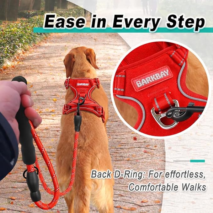 BARKBAY Dog Harness No Pull Mesh for Small Dogs - Adjustable, Reflective, Comfortable, No Choke, Heavy-Duty - Perfect for Outdoor Training, Walking, and Hiking - Strong & Durable - S & Red Mesh