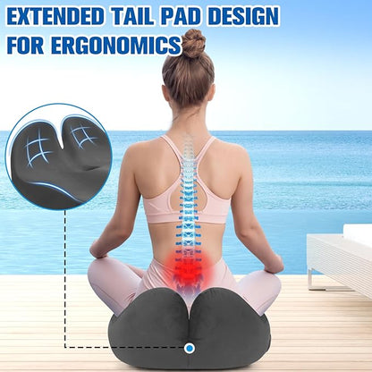 Seat Cushion, Chair Cushions for Office Chairs/Desk Seats/Wheelchair - Hip&Sciatica&Tailbone Pain Relief Memory Foam Office Chair Cushion for Long Sitting Office Workers, Grey