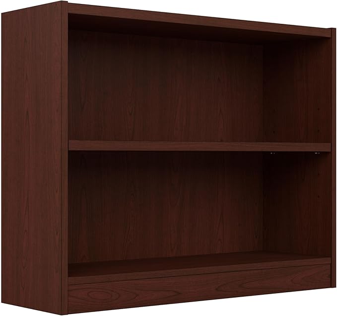 Bush Furniture Universal Bookcase, Low Storage and Display Bookshelf for Home Office or Living Room Organization, 2 Shelf, Vogue Cherry