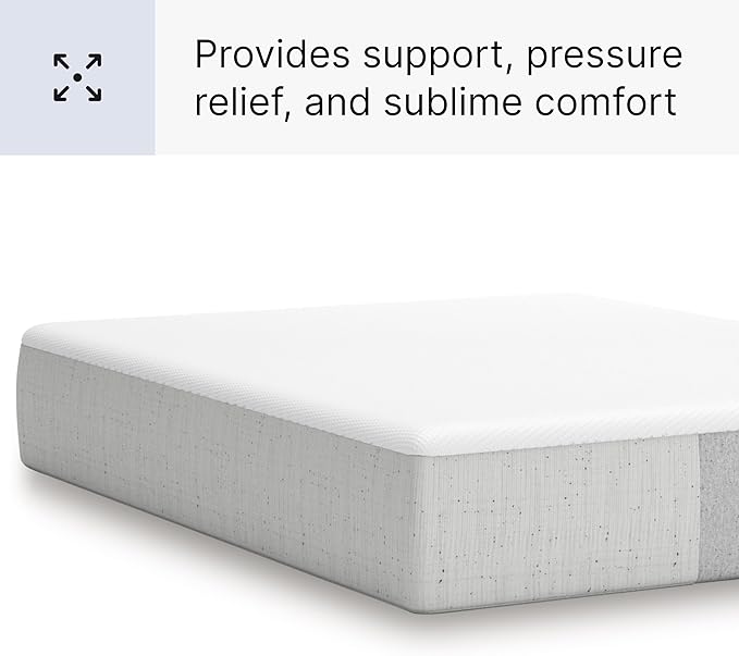 Signature Design by Ashley Queen Size Cool Max 12 Inch Medium Plush Cooling Gel Infused Memory Foam Mattress for Pressure Relief, Fiberglass Free, Mattress in A Box