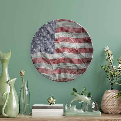Ceramic Plates, American Flag Decorative Ceramic Plates, Dolar Exchange, 6 Inch, for Dining, Parties, Wedding, Multicolor