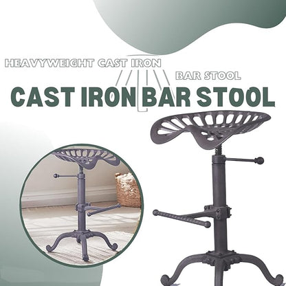 Diwhy Rustic Industrial Farmhouse Tractor Seat Counter Height Adjustable Bar Stool Cast Iron Swivel Stool Industrial bar Chair (Rust, Cast Iron)