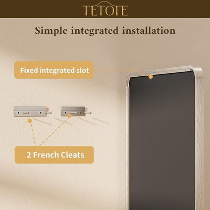 TETOTE 48 x 36 Inch Brushed Nickel Bathroom Mirror Metal Framed Bathroom Mirror, Tempered Glass, Modern Farmhouse Wall Mounted Mirror for Decorative(Horizontal/Vertical)