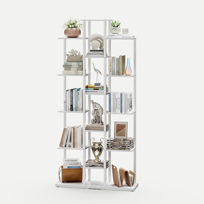 Bookshelf，Small Bookcase for Small Space，6-Tier Bookshelf for Living Room, Home Office, Study，7.87 x 26.77 x 55.5 Inches,White