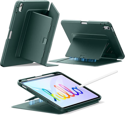 ESR for iPad A16 Case, iPad 11th/10th Generation Case (2025/2022), Vertical Stand Cover, Multi Stand Angles, Ultra-Stable Cover with Pencil Holder, Flip Series, Green
