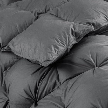 Luxurious Goose Down Feather Fiber Comforter California King Size Duvet Insert, Pinch Pleat Ruffled Twisted Flower, Premium Baffle Box, 100% Egyptian Cotton Cover, 75 oz. Fill Weight, Gray