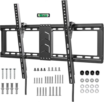 TV Wall Mount for Most 37-82 Inch, Low Profile Tilt Wall Mount TV Bracket for Flat/Curved TVs with Max VESA 600x400mm, Fits 16"-24" Studs Up to 132 lbs, Black