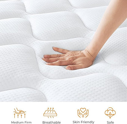 Full Size Mattress 10 Inch, Hybrid Full Mattress in a Box, Full Bed Mattress with Individual Pocket Springs and Pressure-Relieving Memory Foam, Breathable, Medium Firm Mattress 75"x54"x10"