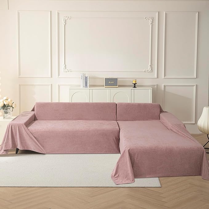 MYSKY HOME Pink Sofa Cover, Couch Covers for Pet Couch Cover Reclining Couch Covers Loveseat Covers for 3 Cushion Couch, Non Slip Thick Durable Sofa Covers for Furniture, 91" x 118"