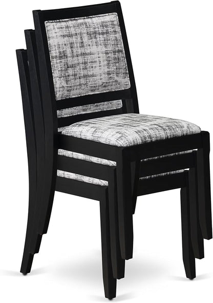X02X2-2C6-30 4-pc Dining Room Table Set a Rectangular Kitchen Table and a wooden Bench and 2 Wire Brushed Black Polyester Stackable Chair, 39x120 Inch, Wire Brushed Black