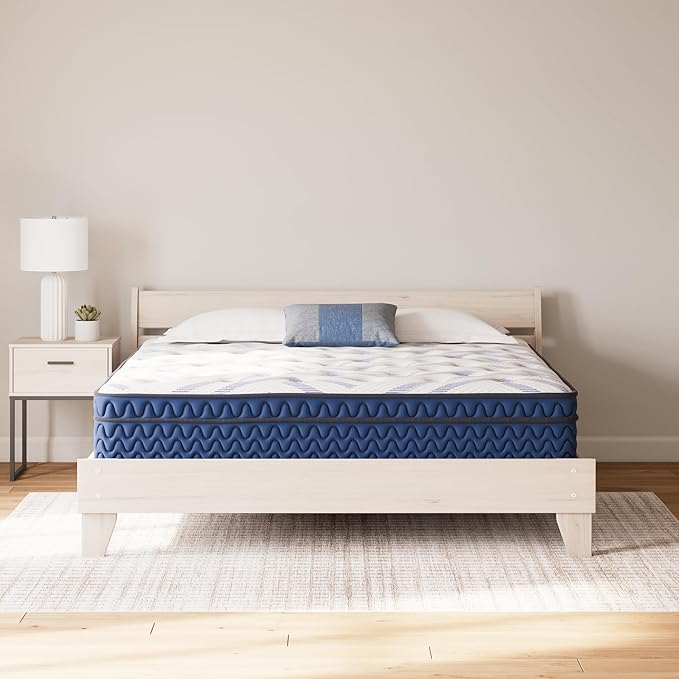 Signature Design by Ashley King Size Stack 12 Inch Hybrid Medium Plush Cooling Gel Infused Memory Foam Mattress for Pressure Relief, Fiberglass Free, Mattress in A Box