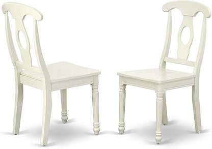 East West Furniture MZKE3-LWH-W 3 Piece Kitchen Table & Chairs Set Contains a Rectangle Dining Table with Dropleaf and 2 Dining Room Chairs, 36x54 Inch, Linen White