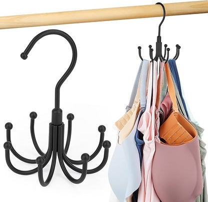 2 Pack Tank Top Hanger, Rotatable Bra Hanger for Closet, Max 24 Capacity Metal Tank Top Holder Storage Space Saving Sport Bra Organizer, Black