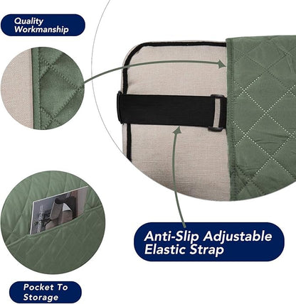 PureFit Reversible Sofa Cover Water Resistant Loveseat Couch Cover, Machine Washable Furniture Cover with Non-Slip Foam and Adjustable Strap for Dogs, Pets (Loveseat, Grayish Green/Ivory)