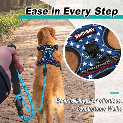BARKBAY Dog Harness No Pull Mesh for Small Dogs - Adjustable, Reflective, Comfortable, No Choke, Heavy-Duty - Perfect for Outdoor Training, Walking, and Hiking - Strong & Durable - S & Blue Star Mesh