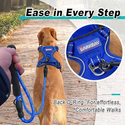 BARKBAY Dog Harness No Pull Mesh for Small Dogs - Adjustable, Reflective, Comfortable, No Choke, Heavy-Duty - Perfect for Outdoor Training, Walking, and Hiking-Strong&Durable- S & Sapphire Blue Mesh