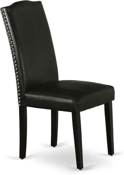 East West Furniture NOEN5-BLK-69 5 Piece Kitchen Table & Chairs Set Includes a Rectangle Butterfly Leaf Dining Table and 4 Black Faux Leather Parsons Chairs, 32x54 Inch, Black