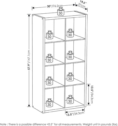 Furinno Cubicle Open Back Decorative Cube Storage Organizer, 8-Cube, Amber Pine