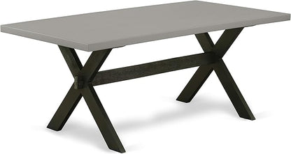 East West Furniture X697AB106-7 7 Piece Kitchen Table Set Consist of a Rectangle Dining Table with X-Legs and 6 Shitake Linen Fabric Parson Dining Chairs, 40x72 Inch, Multi-Color