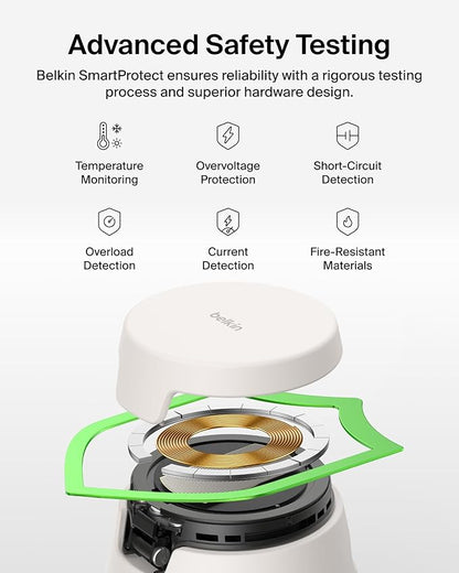 Belkin 3-in-1 Wireless Charging Station for Samsung Galaxy S26, Android - Qi2.2 25W Magnetic Charger for Pixel 10, iPhone 17, USB C Port for Galaxy, Pixel, & Apple Watch (Watch Charger Not Included)