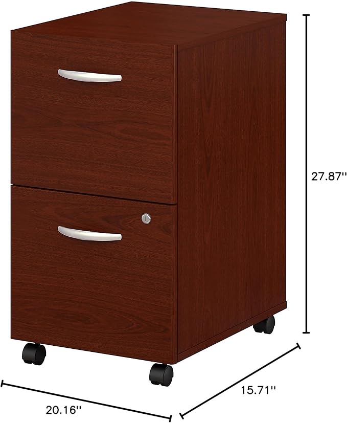 Bush Business Furniture Series C 2 Drawer Rolling File Cabinet in Mahogany - Assembled, Mobile Document Storage for Home or Professional Office
