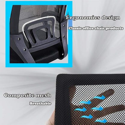 BestOffice Mesh Computer Back Support Modern Executive Adjustable Task Rolling Swivel Chair for Women,Men(2 Pack) (Black)