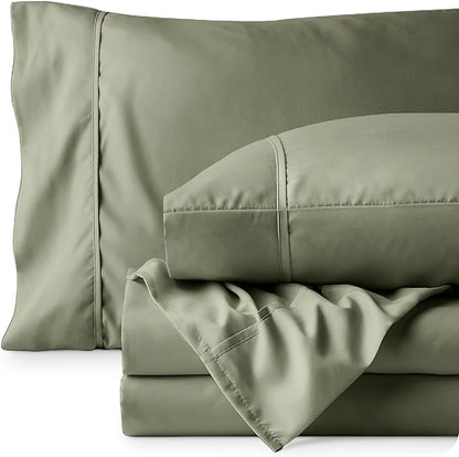 Bare Home Twin XL Sheet Set - 1800 Ultra-Soft Microfiber Twin Extra Long Bed Sheets - Double Brushed - Deep Pockets - Easy Fit - Extra Soft - 3 Piece Set - Bed Sheets & Pillowcases (Twin XL, Sage)