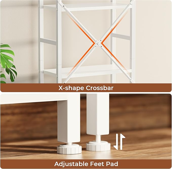SUPERJARE Triple 4 Tier Bookshelf, Bookcase with 11 Open Display Shelves, Wide Book Shelf Book Case for Home & Office, White
