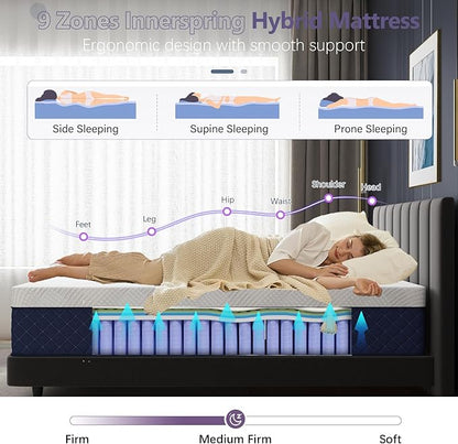 Queen Mattresses, 10 Inch Hybrid Queen Mattress in a Box, Memory Foam and Individual Pocket Spring Breathable Comfort for Sleep Supportive and Pressure Relief, CertiPUR-US, 60"*80"*10"