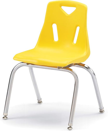 Berries Jonti-Craft 8146JC6007 Stacking Chairs with Chrome-Plated Legs, 16" Height, Yellow, Pack of 6