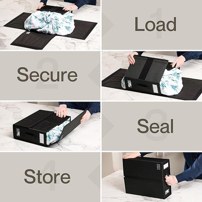 LOFT + IVY Sheet Organizers and Storage – Bed Sheet Holders Box for Linen Closet, Foldable Bedding Storage with Handles, Label Slot, Closure