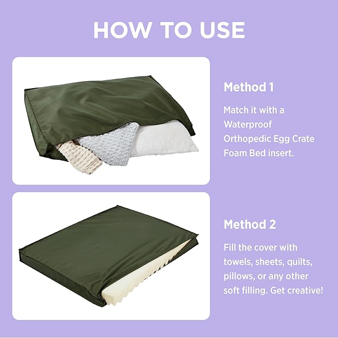LE SURE Waterproof Dog Bed Cover Replacement Washable - Medium Size for Pet Mat 30x20x3 Inches, Green