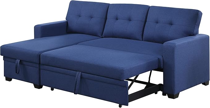 Devion Furniture Garisa 4-in-1 Convertible L Shaped Couch with Pull Out Bed and Storage, Sectional Sleeper Sofa with Reversible Chaise for Living Room, Apartment, Bedroom, Office