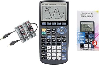 TI 83 Plus Graphing Calculator with Guerrilla Military Grade Screen Protector Set, Certified Reconditioned (New Model)