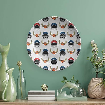 Ceramic Plates, American Football Decorative Ceramic Plates, Rugby Championship Professional League Fun Game, 8 Inch, for Dining, Parties, Wedding, Multicolor