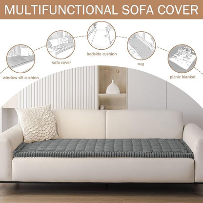 Smiry Couch Cover for Dogs Washable, Non Slip Fuzzy Pet Couch Covers for 3 Cushion Sofa Pet Friendly, Thick Soft Sofa Slipcovers Cushion Protector (Dark Grey, 27.6" x 82.7")