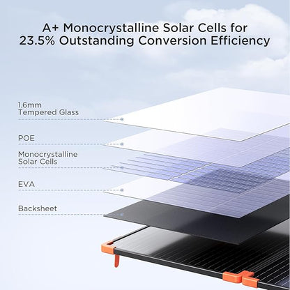 200 watt Portable Solar Panel with 20A PWM Controller,RV Essentials,12V Solar Battery Charger for Power Station,23.5% High Efficiency IP68 Waterproof 4 Kickstands for Camping RV Hurricane